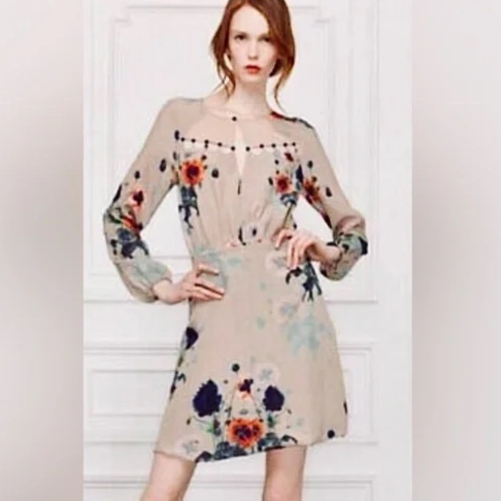 Anthropologie Leifsdottir Ottoman Poppies Silk Dress EUC SIZE 12
